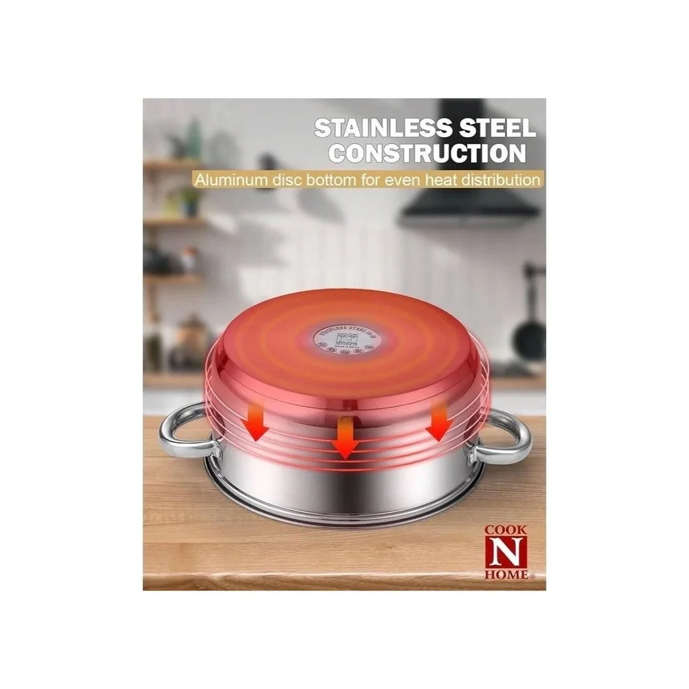 Cook N Home 8 QT Stainless Steel Pasta Stockpot Steamer Insert Lid Induction Set